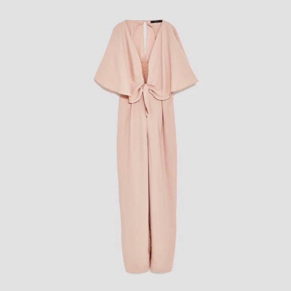 NWT Zara AW17 Cape Jumpsuit | Nude Pink Lace | Studio Collection M